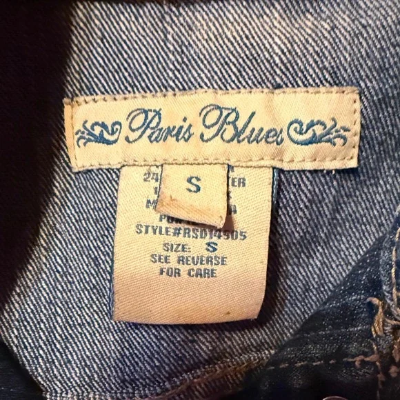 Paris Blues Women Small Blue Denim Trucker Vest Medium Wash Sleeveless Jacket - Picture 5 of 9
